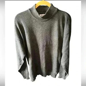 Vintage Penns Landing  large blue& olive heather 100% cotton mock sweater USA